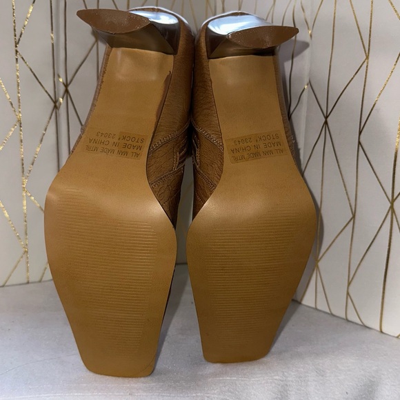 Predictions Square Toe 3 Inch Heeled Boots with Cutouts - Size 7 - Tan - Picture 7 of 11